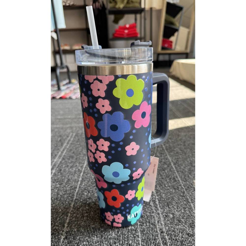 NEW KATYDID floral tumbler in navy multi